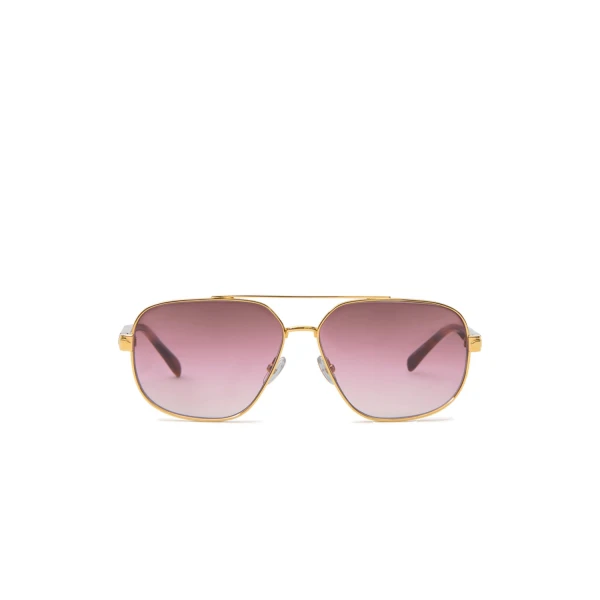 Isabel Marant Clero Pilot Sunglasses in Yellow Gold and Brown Purple | Women | Luxury Shoes 