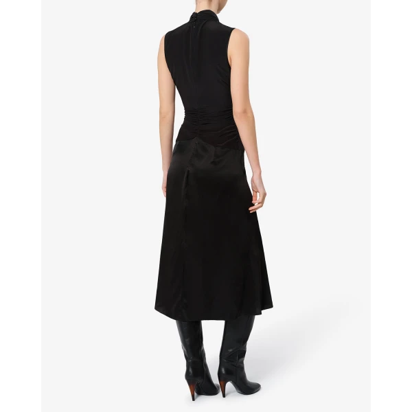 Isabel Marant Delfi Silk Dress in Black | Midi Dresses | Luxury Shoes 