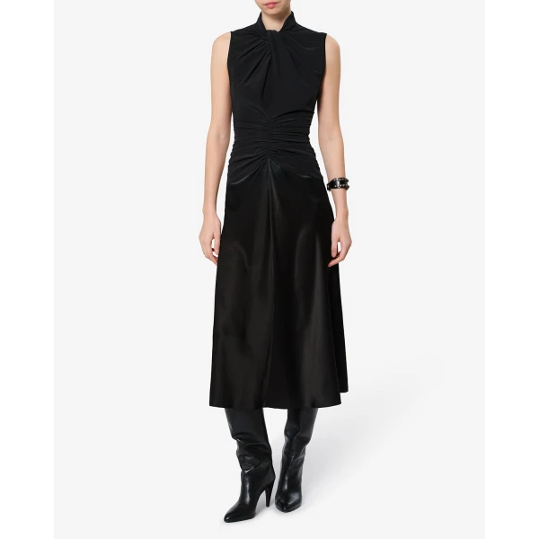 Isabel Marant Delfi Silk Dress in Black | Midi Dresses | Luxury Shoes 
