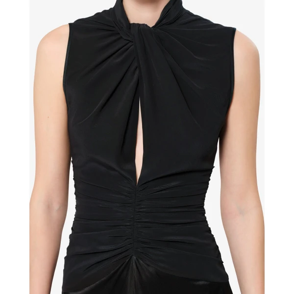 Isabel Marant Delfi Silk Dress in Black | Midi Dresses | Luxury Shoes 