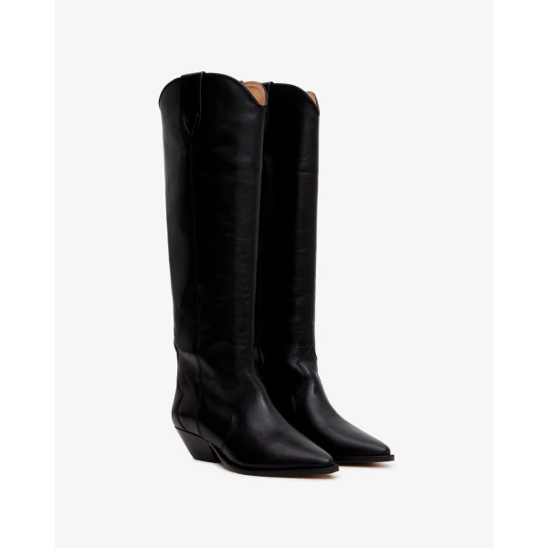 Isabel Marant Denvee Leather Boots in Black | Boots | Luxury Shoes 
