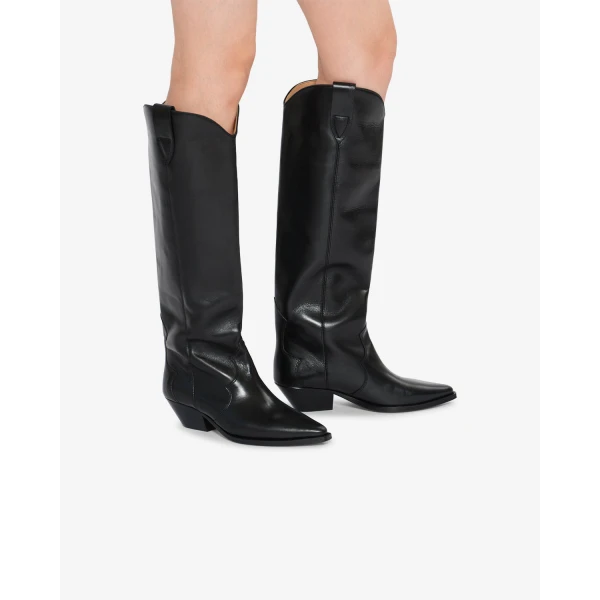 Isabel Marant Denvee Leather Boots in Black | Boots | Luxury Shoes 