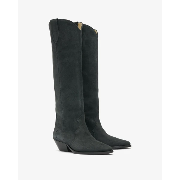 Isabel Marant Denvee Suede Boots in Faded Black | Boots | Luxury Shoes 