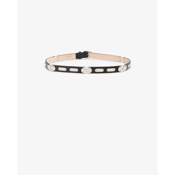 Isabel Marant Depson Leather Belt in Black and Palladium | Belts | Luxury Shoes 