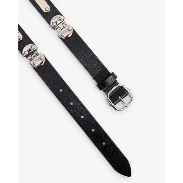 Isabel Marant Depson Leather Belt in Black and Palladium | Belts | Luxury Shoes 