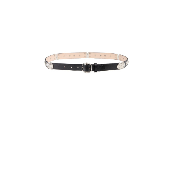Isabel Marant Depson Leather Belt in Black and Palladium | Women | Luxury Shoes 