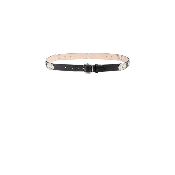 Depson Leather Belt in Black and Palladium