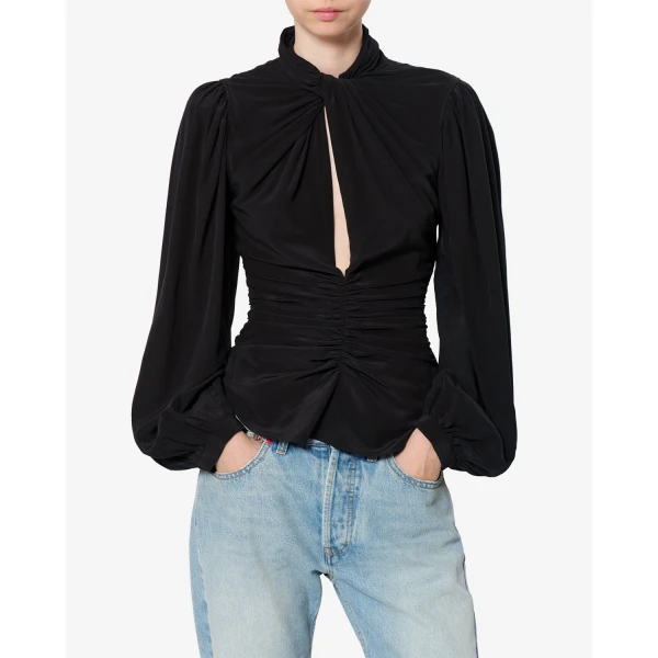 Isabel Marant Depsona Silk Blouse in Black | Blouse | Luxury Shoes 