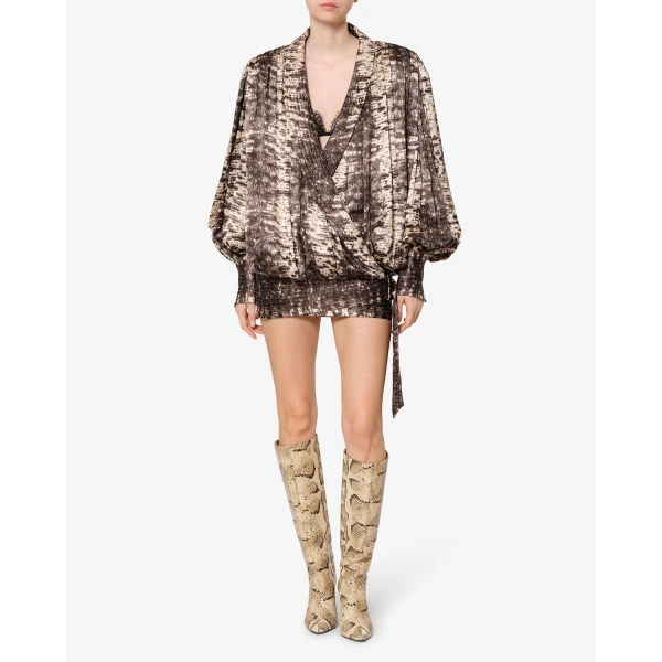 Isabel Marant Dilja Silk Dress in Beige | Mini Dresses | Luxury Shoes 