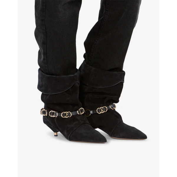 Isabel Marant Edrik Rings Ankle Boots in Black | Boots | Luxury Shoes 