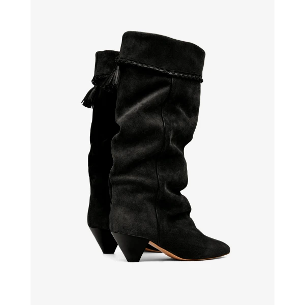 Isabel Marant Elita Suede Boots in Faded Black | Boots | Luxury Shoes 