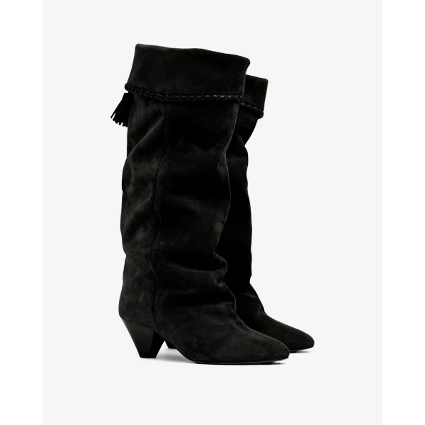 Isabel Marant Elita Suede Boots in Faded Black | Boots | Luxury Shoes 