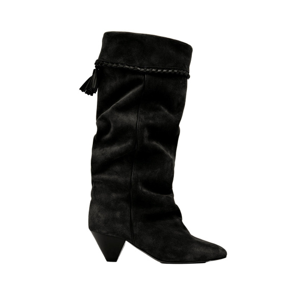 Isabel Marant Elita Suede Boots in Faded Black | Women | Luxury Shoes 