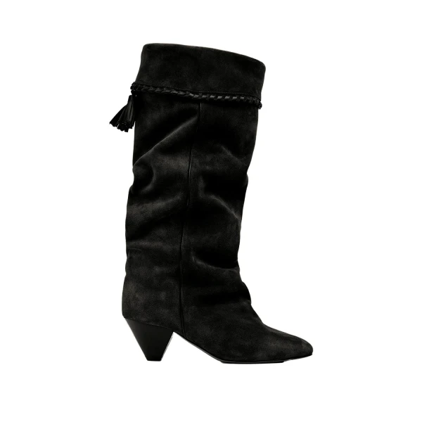 Elita Suede Boots in Faded Black