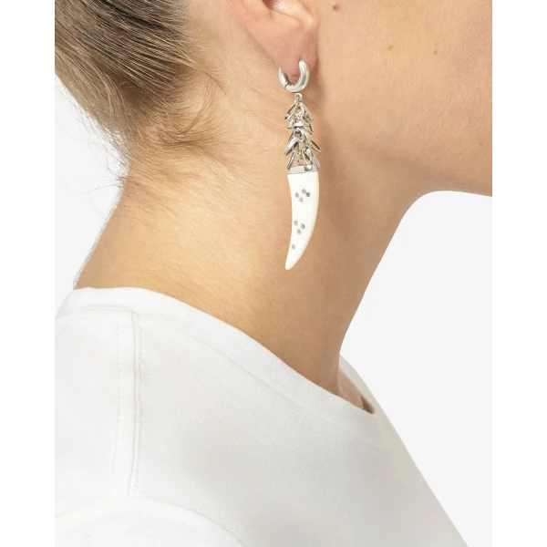 Isabel Marant Ellen Earrings in Ecru and Silver | Earrings | Luxury Shoes 