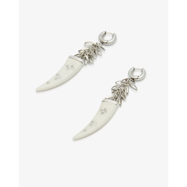 Isabel Marant Ellen Earrings in Ecru and Silver | Earrings | Luxury Shoes 
