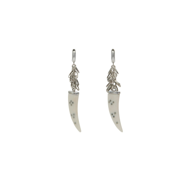 Isabel Marant Ellen Earrings in Ecru and Silver | Women | Luxury Shoes 