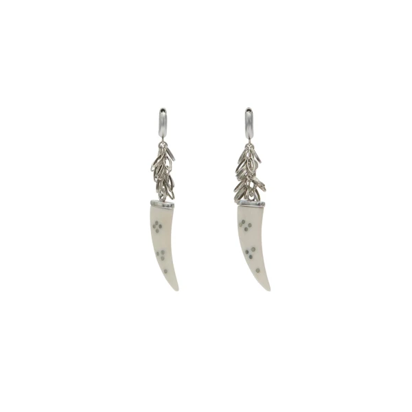 Isabel Marant Ellen Earrings in Ecru and Silver | Women | Luxury Shoes 