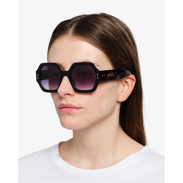 Isabel Marant Elyz Sunglasses in Black Havana and Grey | Sunglasses | Luxury Shoes 