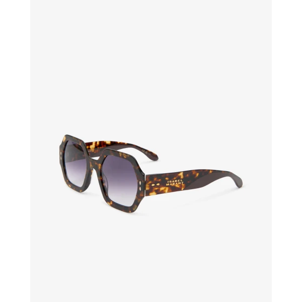 Isabel Marant Elyz Sunglasses in Havana Brown and Purple | Sunglasses | Luxury Shoes 