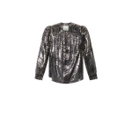 Isabel Marant Farali Silk Blouse in Black and Silver | Women | Luxury Shoes 
