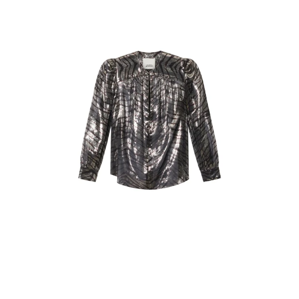 Farali Silk Blouse in Black and Silver