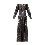 Isabel Marant Felby Silk Dress in Black and Silver | Women | Luxury Shoes 