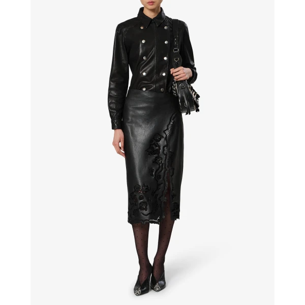 Isabel Marant Fulsa Leather Skirt in Black | Leather Skirts | Luxury Shoes 