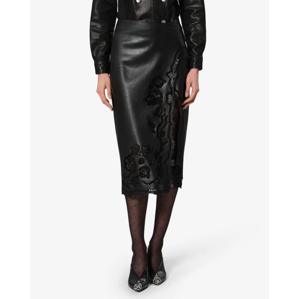 Isabel Marant Fulsa Leather Skirt in Black | Leather Skirts | Luxury Shoes 
