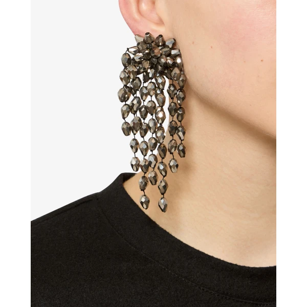 Isabel Marant Hanabi Earrings in Anthracite and Silver | Earrings | Luxury Shoes 