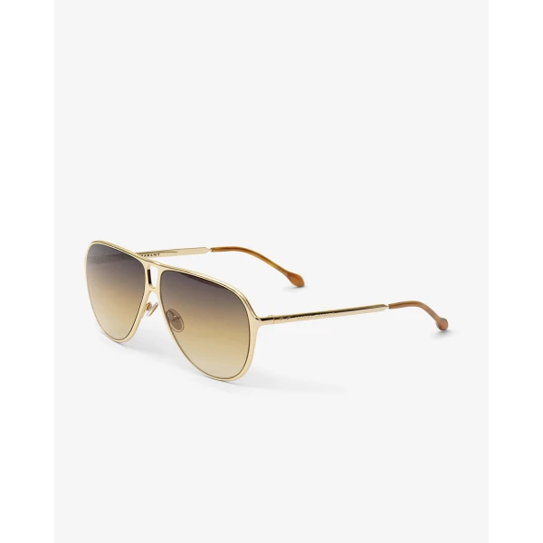 Isabel Marant Haylo Aviator Sunglasses in Gold Brown and Brown Shaded | Sunglasses | Luxury Shoes 