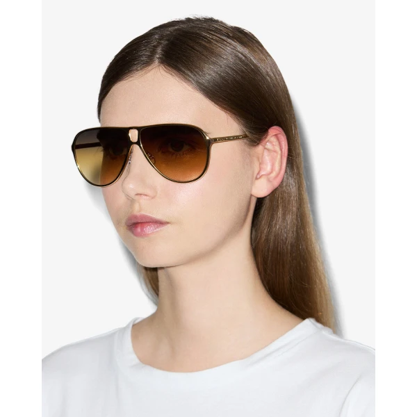 Isabel Marant Haylo Aviator Sunglasses in Gold Brown and Brown Shaded | Sunglasses | Luxury Shoes 