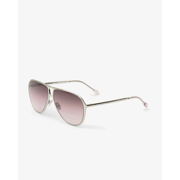 Isabel Marant Haylo Aviator Sunglasses in Palladium Pink and Burgundy Shaded | Sunglasses | Luxury Shoes 
