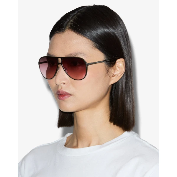Isabel Marant Haylo Aviator Sunglasses in Palladium Pink and Burgundy Shaded | Sunglasses | Luxury Shoes 