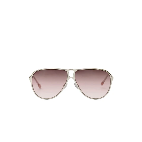 Haylo Aviator Sunglasses in Palladium Pink and Burgundy Shaded
