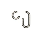 Isabel Marant Karlie Asymmetric Hoop Earrings in Black and Silver | Women | Luxury Shoes 