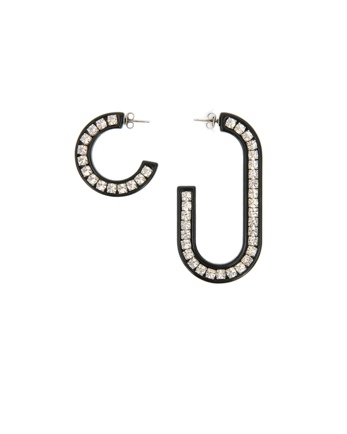Isabel Marant Karlie Asymmetric Hoop Earrings in Black and Silver Isabel Marant Karlie Asymmetric Hoop Earrings in Black and Silver | Women | Luxury Shoes
