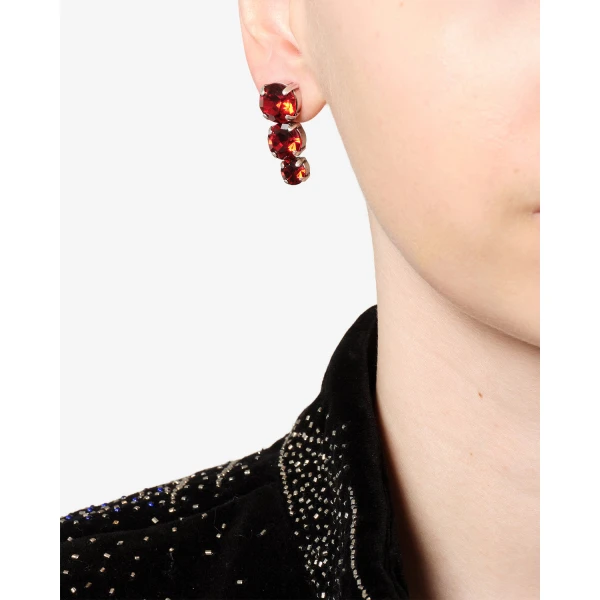 Isabel Marant Karlie Stud Earrings in Red and Silver | Earrings | Luxury Shoes 