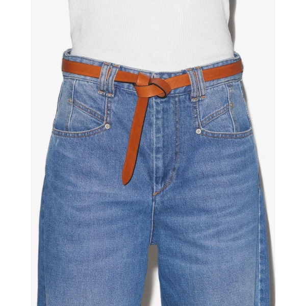 Isabel Marant Kirka Calfskin Leather Belt in Natural | Belts | Luxury Shoes 