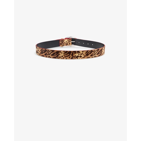Isabel Marant Lapae Leather Belt in Leopard and Palladium | Belts | Luxury Shoes 