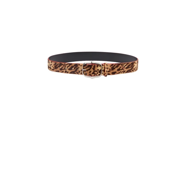 Lapae Leather Belt in Leopard and Palladium