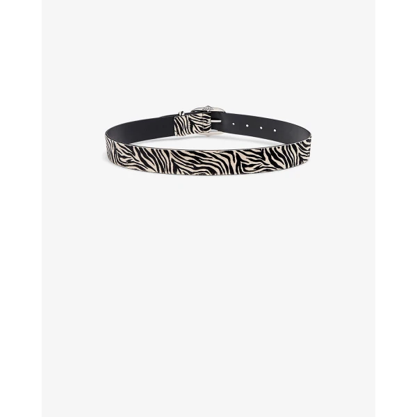Isabel Marant Lapae Leather Belt in Zebra and Palladium | Belts | Luxury Shoes 