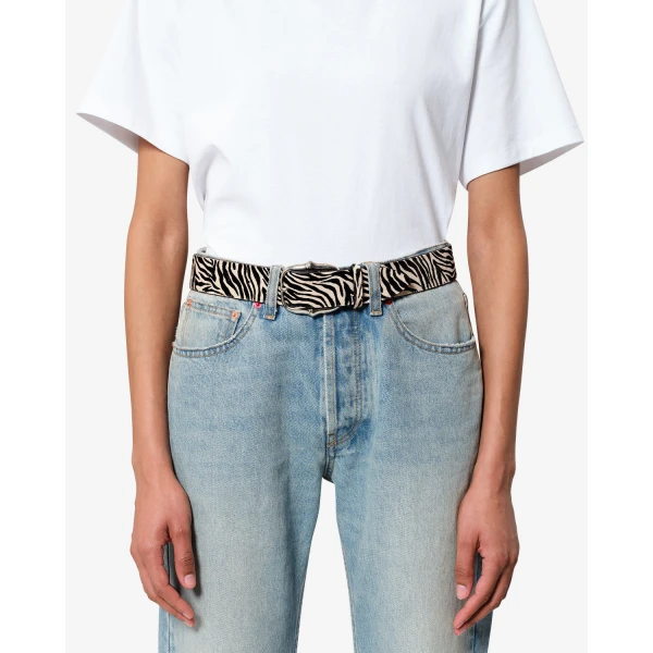 Isabel Marant Lapae Leather Belt in Zebra and Palladium | Belts | Luxury Shoes 