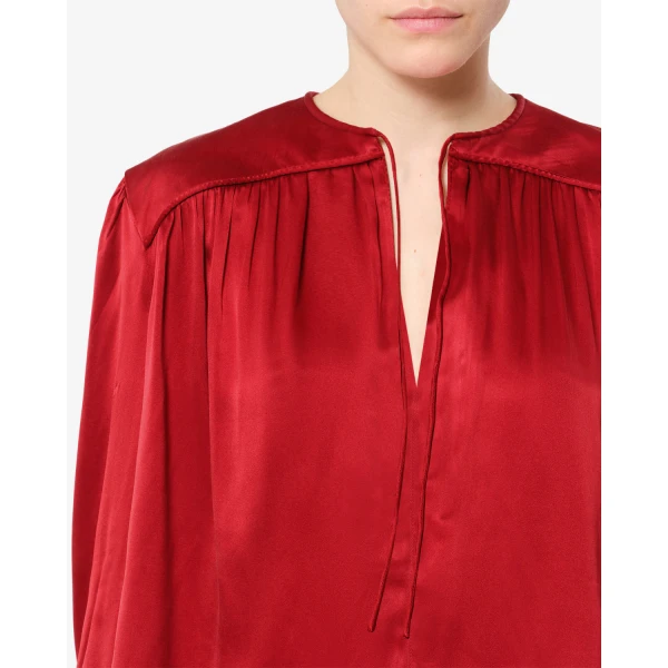 Isabel Marant Laraya Silk Blouse in Red | Blouse | Luxury Shoes 