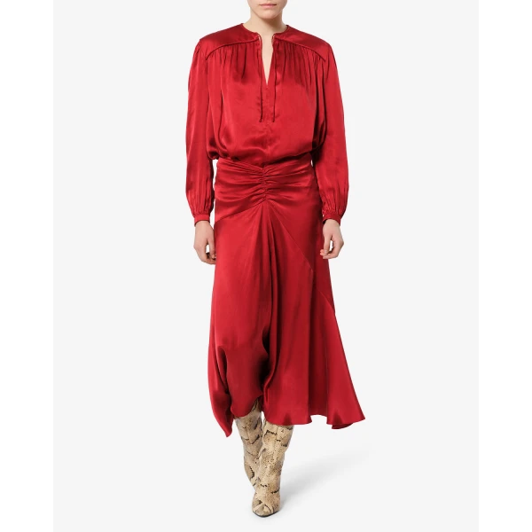 Isabel Marant Laraya Silk Blouse in Red | Blouse | Luxury Shoes 