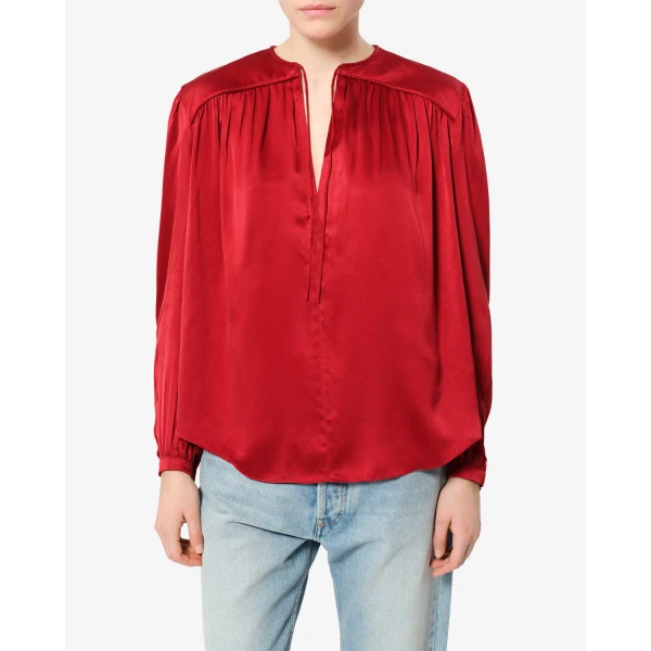 Isabel Marant Laraya Silk Blouse in Red | Blouse | Luxury Shoes 