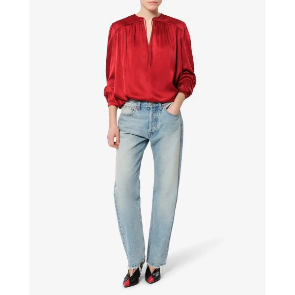 Isabel Marant Laraya Silk Blouse in Red | Blouse | Luxury Shoes 