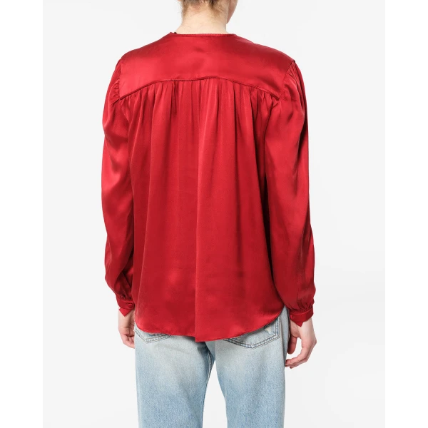 Isabel Marant Laraya Silk Blouse in Red | Blouse | Luxury Shoes 