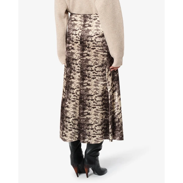 Isabel Marant Laren Silk Skirt in Beige | Midi Skirts | Luxury Shoes 