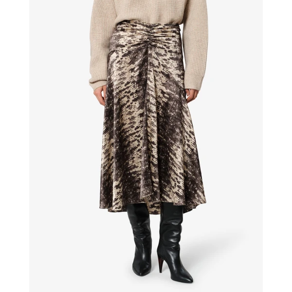 Isabel Marant Laren Silk Skirt in Beige | Midi Skirts | Luxury Shoes 
